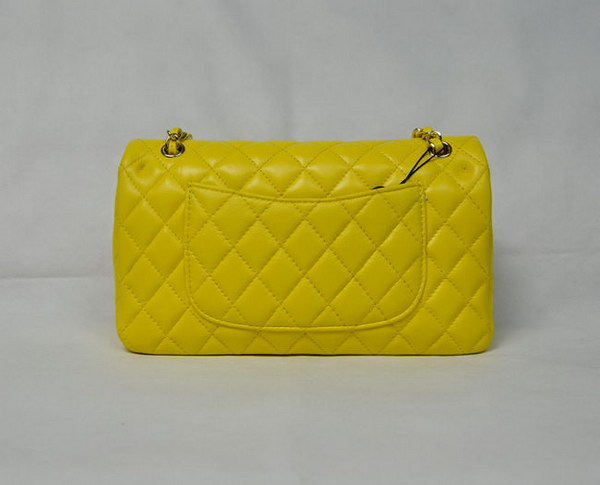 AAA Chanel Classic Flap Bag 1112 Lemon Yellow Leather Golden Hardware Knockoff